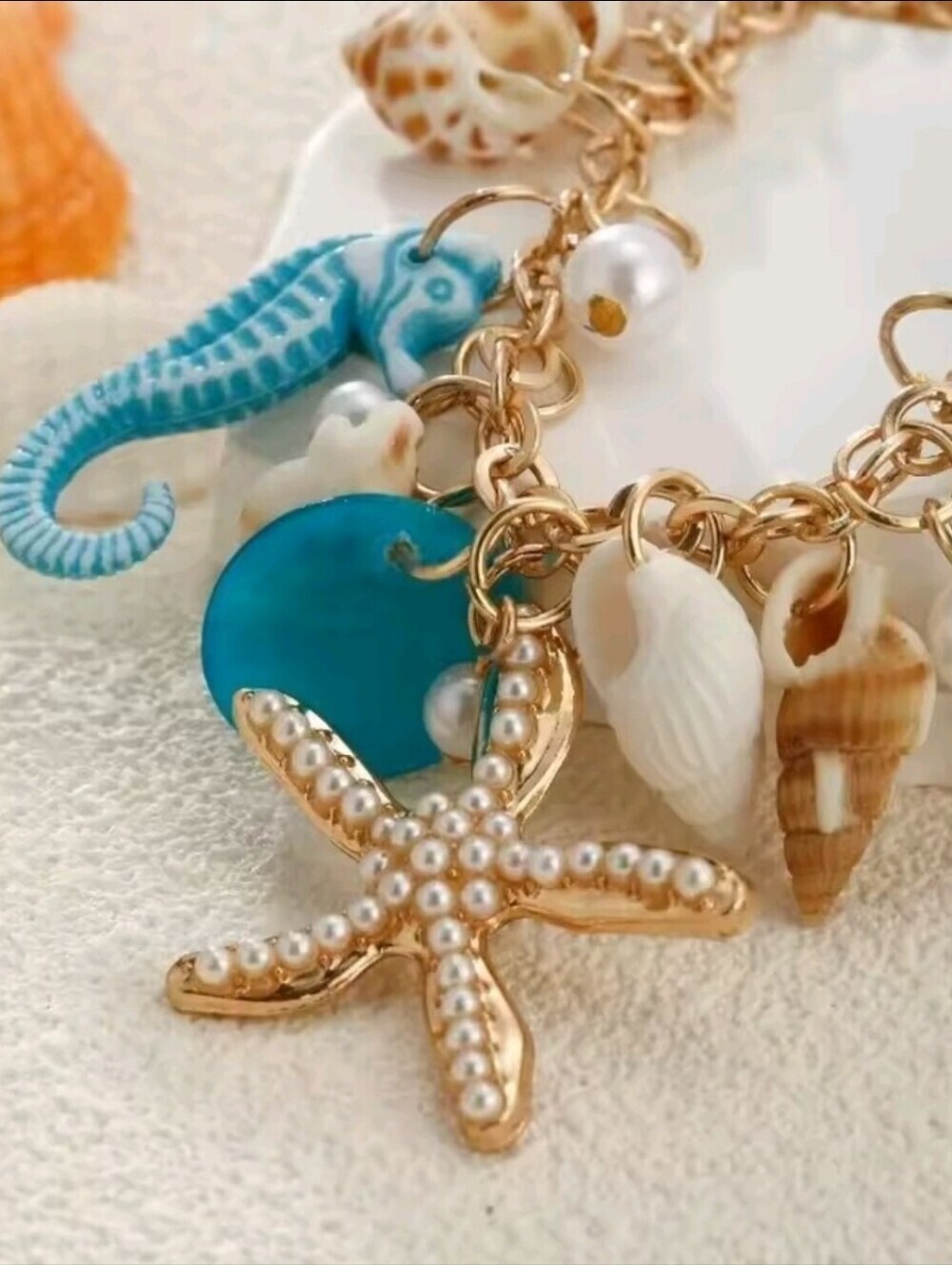 Turquoise & Gold Seaside Charm Bracelet - Picture 8 of 9
